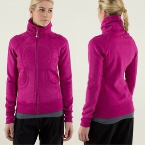 Lululemon Calm & Cozy Zip-Up - Rare Vibrant Raspberry/Guava - Size 8
